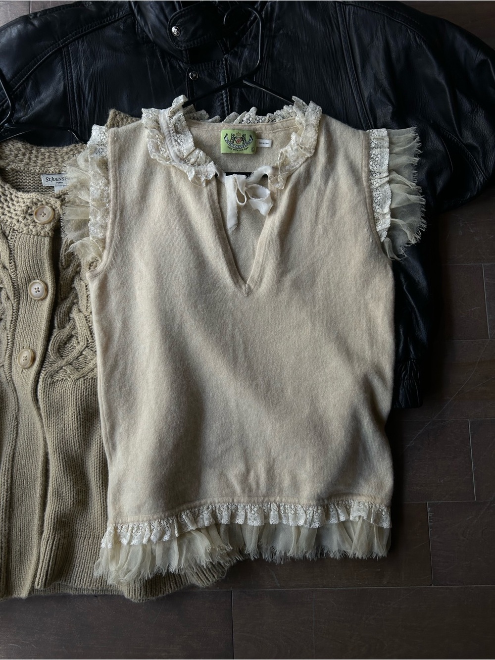 Girls' Cream Lace-Trim Sleeveless Top